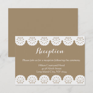 Country Lace Brown Lacy Wedding Reception Invitation