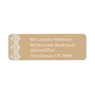 Country Lace Brown & White Rustic Return Address