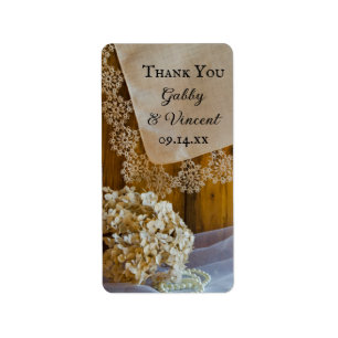 Country Lace Flowers Wedding Thank You Favour Tag