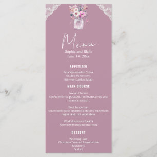 Country Lace Mason Jar Pink Wedding Menu