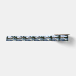 Country Lake Boat Dock Satin Ribbon