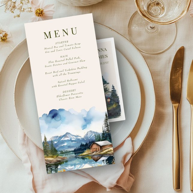 Country Lake Mountain Forest Wedding  Menu (Menu from the Country Lake wedding collection by Darling & May)