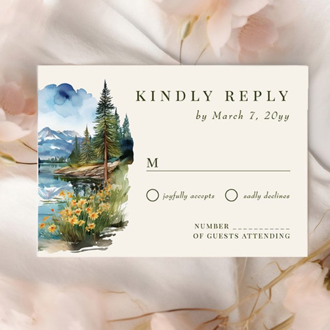 Country Lake Wedding  RSVP Card (RSVP card from the Country Lake wedding collection by Darling & May)