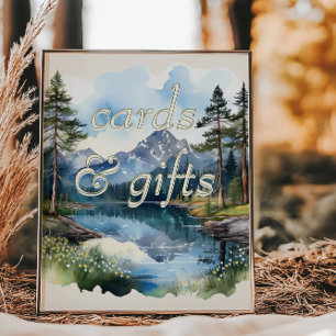 Country Lake Wedding Watercolor Cards & Gifts Poster