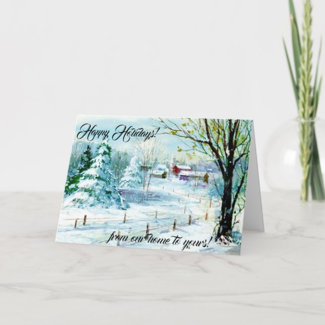 Country Landscape Happy Holiday Card (Front)