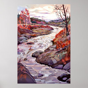 Country Landscape Watercolor Painting Poster
