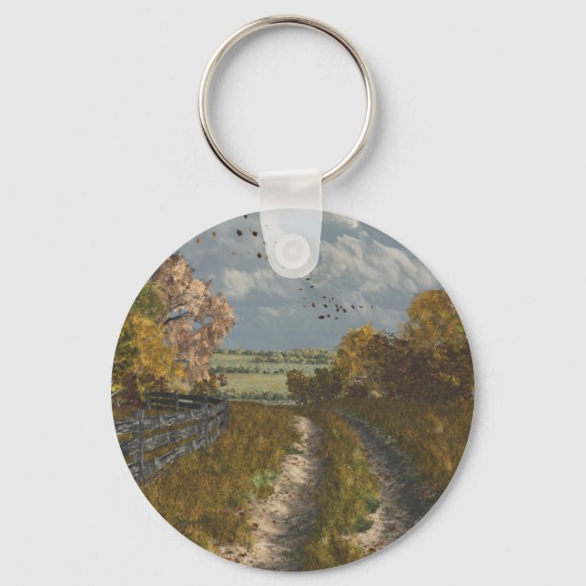 Country Lane in Fall Key Ring (Front)