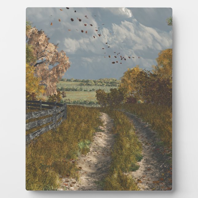 Country Lane in Fall Plaque (Front)