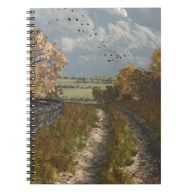 Country Lane in Fall Spiral Notebook (Front)