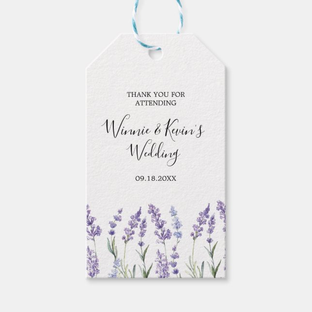 Country Lavender Wedding Gift Tags (Front)
