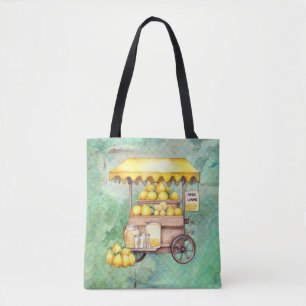 Country Lemon Cart Watercolor Tote Bag