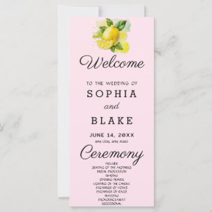 Country Lemon Greenery Soft Pink Wedding Program