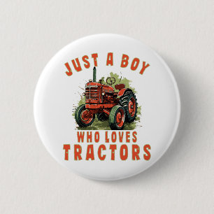 Country Life Boy who loves tractors 6 Cm Round Badge