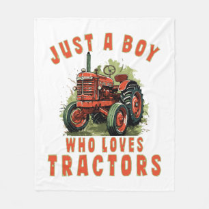 Country Life Boy who loves tractors Fleece Blanket
