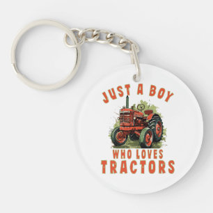 Country Life Boy who loves tractors Key Ring