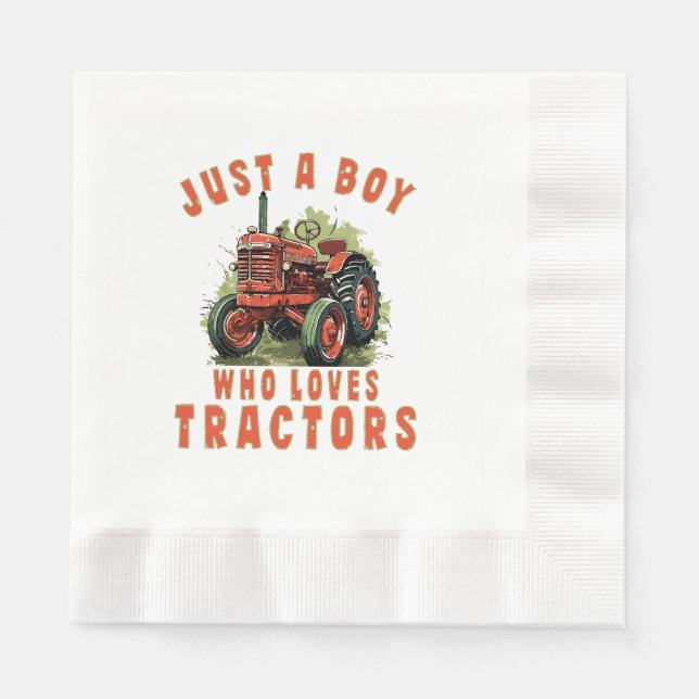 Country Life Boy who loves tractors Napkin (Front)