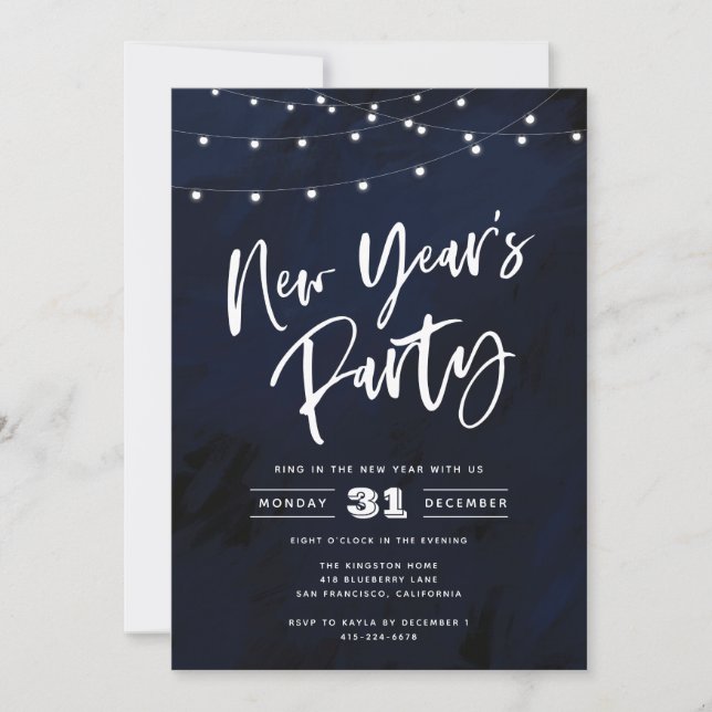 Country Lights New Year's Eve Party Invitation (Front)