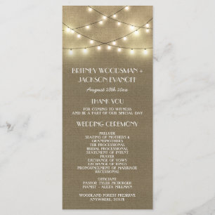 Country Lights + Rustic Burlap Wedding Programs Programme