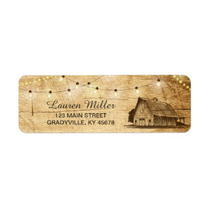 Country Lights small address label with barn