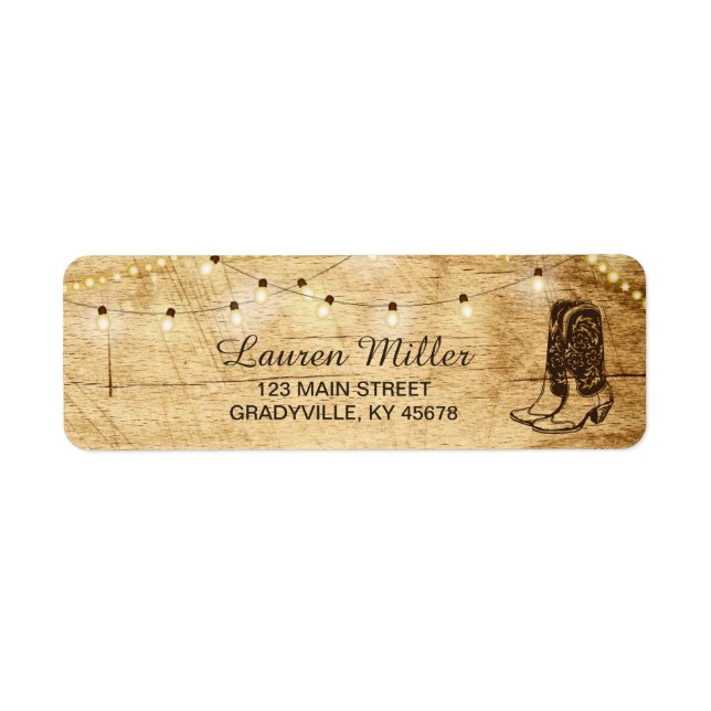 Country Lights small address label with boots (Front)