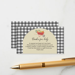 Country Locally Grown Gray Gingham Baby Shower Enclosure Card