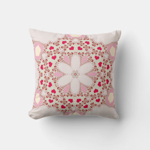 Country Love Hearts Geometric Pattern Cushion