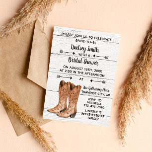 Country Love Western Rustic Cowboy Bridal Shower Invitation