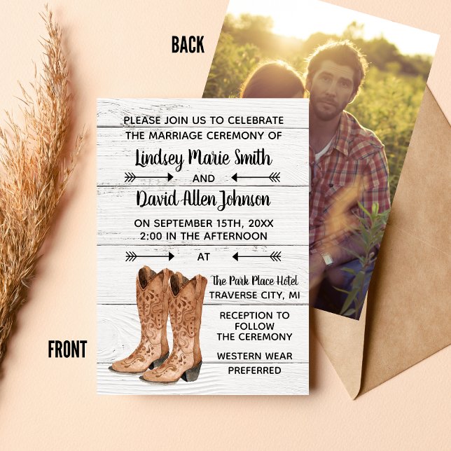 Country Love Western Rustic Photo Wedding Invitation (Creator Uploaded)