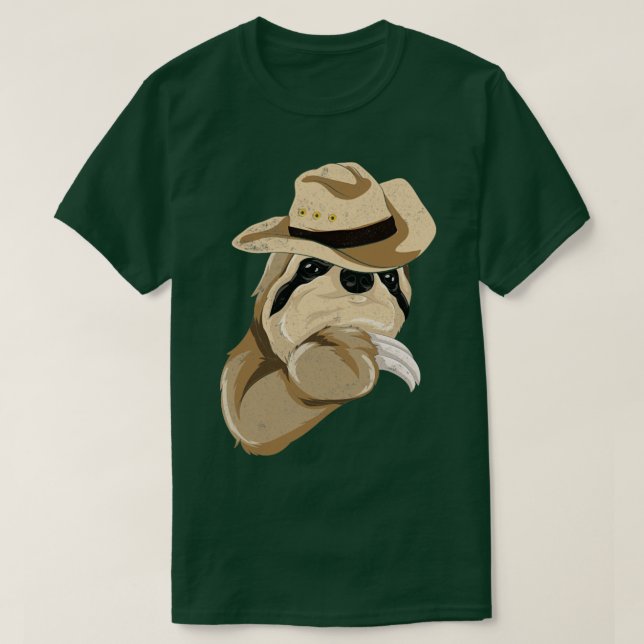 Country Lover Cowboy Hat Lazy Animal Sloth T-Shirt (Design Front)