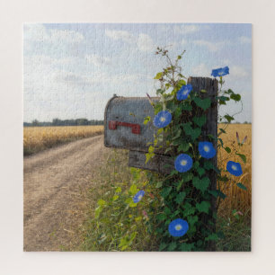 Country Mailbox with Morning Glories Jigsaw Puzzle