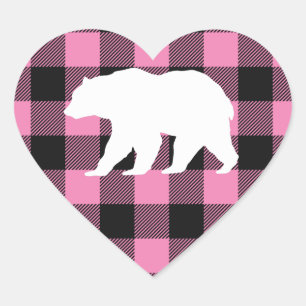 Country Mama Bear Baby Shower Girl Pink Heart Sticker