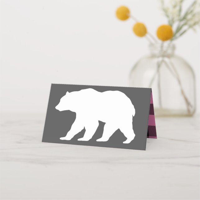 Country Mama Bear Baby Shower Girl Pink Place Card (Front)
