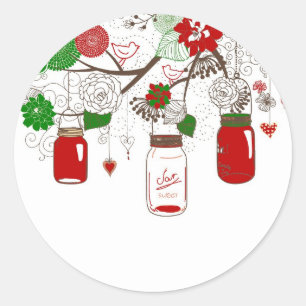 Country Mason Jar Christmas Stickers