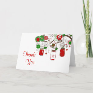 Country Mason Jar Christmas Wedding Thank You Card