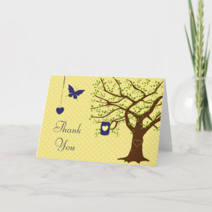 Country Mason Jar Navy and Yellow Thank You Card
