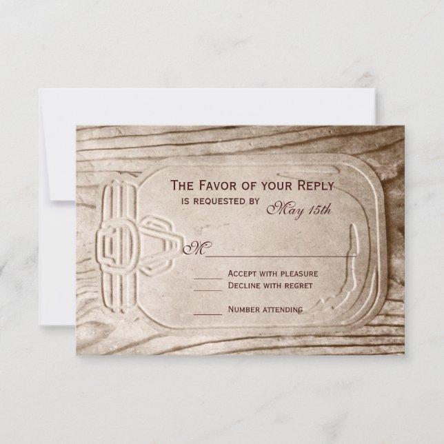 Country Mason Jar Rustic Wood Wedding RSVP Cards (Front)