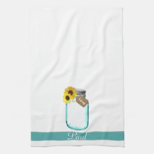 "Country Mason Jar Wedding Towel" Tea Towel