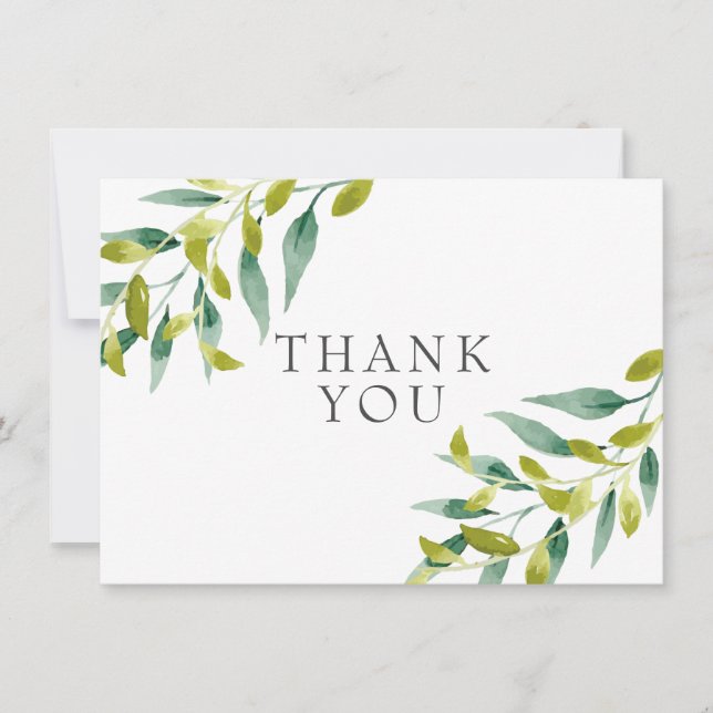Country Meadow Greenery Thank You Card (Front)