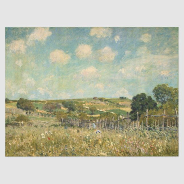 Country Meadow Landscape (by Alfred Sisley) Tissue Paper (Front)
