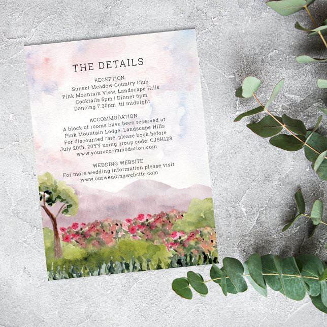 Country Meadow Watercolor Wedding Details Enclosure Card (Creator Uploaded)