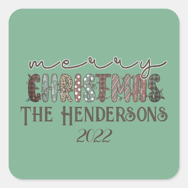 Country Merry Christmas Square Sticker (Front)