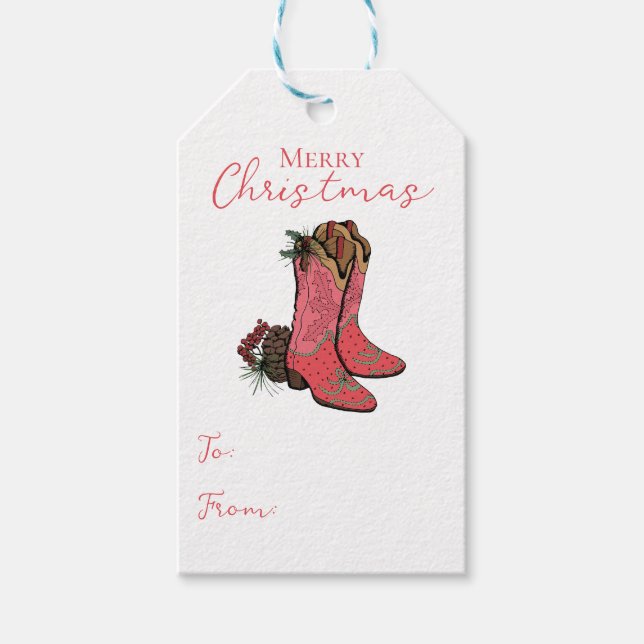 Country Merry Christmas To From Gift Tag (Front)