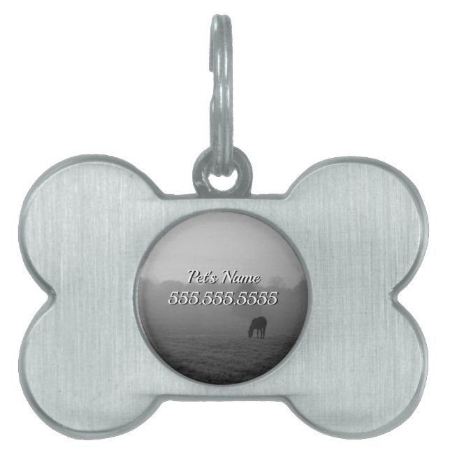 Country Morning Grayscale Pet ID Tag (Front)