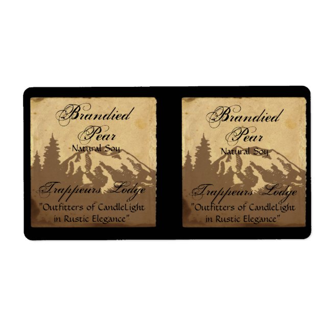 Country Mountain Range on Parchment Candle Label (Front)