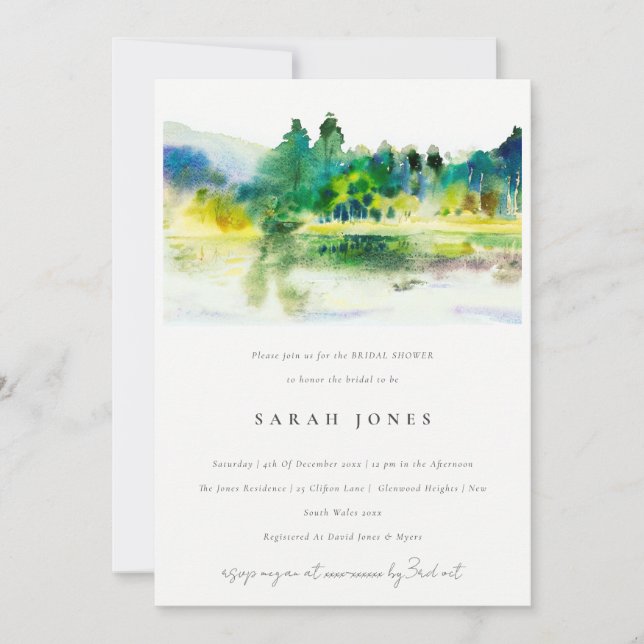 Country Mountain River Landscape Bridal Shower Invitation (Front)