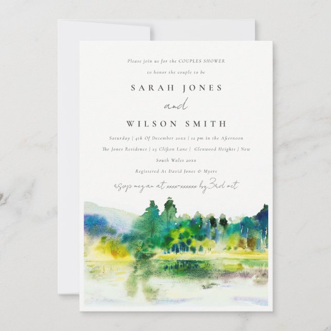 Country Mountain River Landscape Couples Shower Invitation (Front)