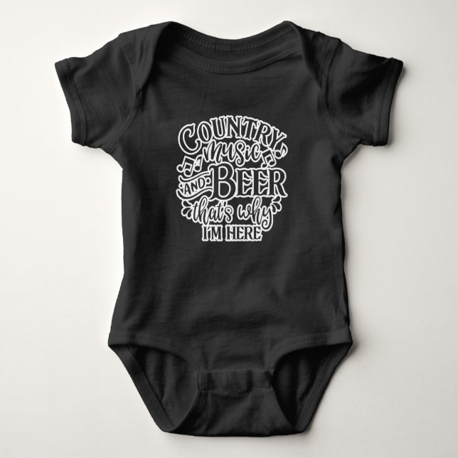 Country Music And Beer Country Music Graphic Baby Bodysuit (Front)