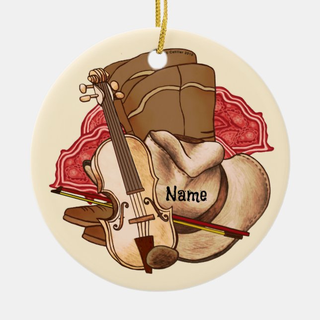 Country Music  Ceramic Tree Decoration (Front)