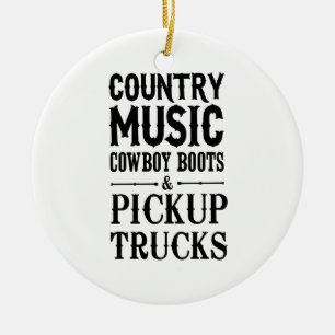 Country Music, Cowboy Boots & Pickup Trucks Ceramic Tree Decoration
