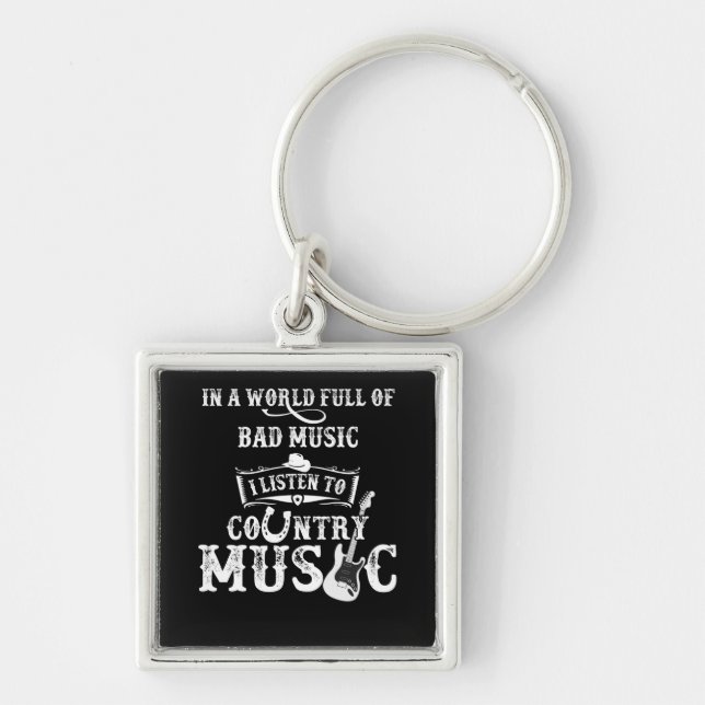 Country Music Gift Guitar Nashville Country Music Key Ring (Front)